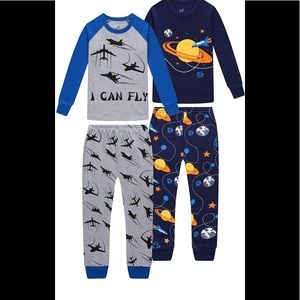Boys Airplane Pajamas Rocket Airplane Sleepwear 4 pieces